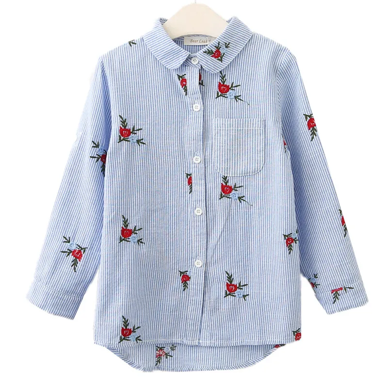 2018 New Autumn Button Pocket Long Sleeve Striped Flower Embroidered Shirts Girls Long Sleeve Shirt Children's C 18M01
2018 New Autumn Button Pocket Long Sleeve Striped Flower Embroidered Shirts Girls Long Sleeve Shirt Children's C 18M01