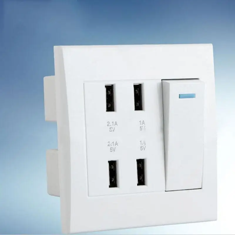 New 10A 4 Ports USB Wall Mounted Socket Intelligent Charger Outlet Panel Tool Home Decoration Professional Power Socket Gift
New 10A 4 Ports USB Wall Mounted Socket Intelligent Charger Outlet Panel Tool Home Decoration Professional Power Socket Gift