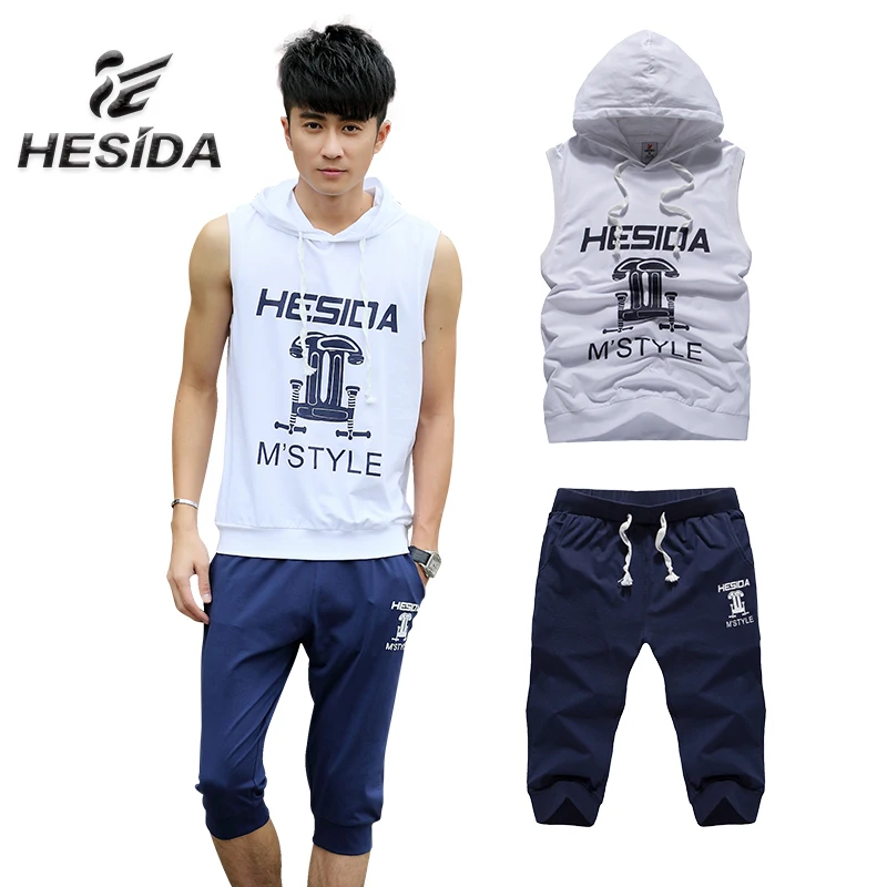 Summer Men Sport Suit Sleeveless Hoodie Sweatshirt Set Running Tracksuit For Men 2 Piece Brand Croped Three Quarter Pants Track
Summer Men Sport Suit Sleeveless Hoodie Sweatshirt Set Running Tracksuit For Men 2 Piece Brand Croped Three Quarter Pants Track