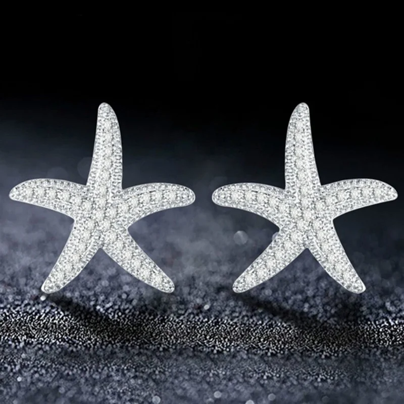 Starfish Earrings With Silver Color Clear CZ Stud Earring For Woman Fashion Jewelry Party brincos femin Dropshiping
Starfish Earrings With Silver Color Clear CZ Stud Earring For Woman Fashion Jewelry Party brincos femin Dropshiping
