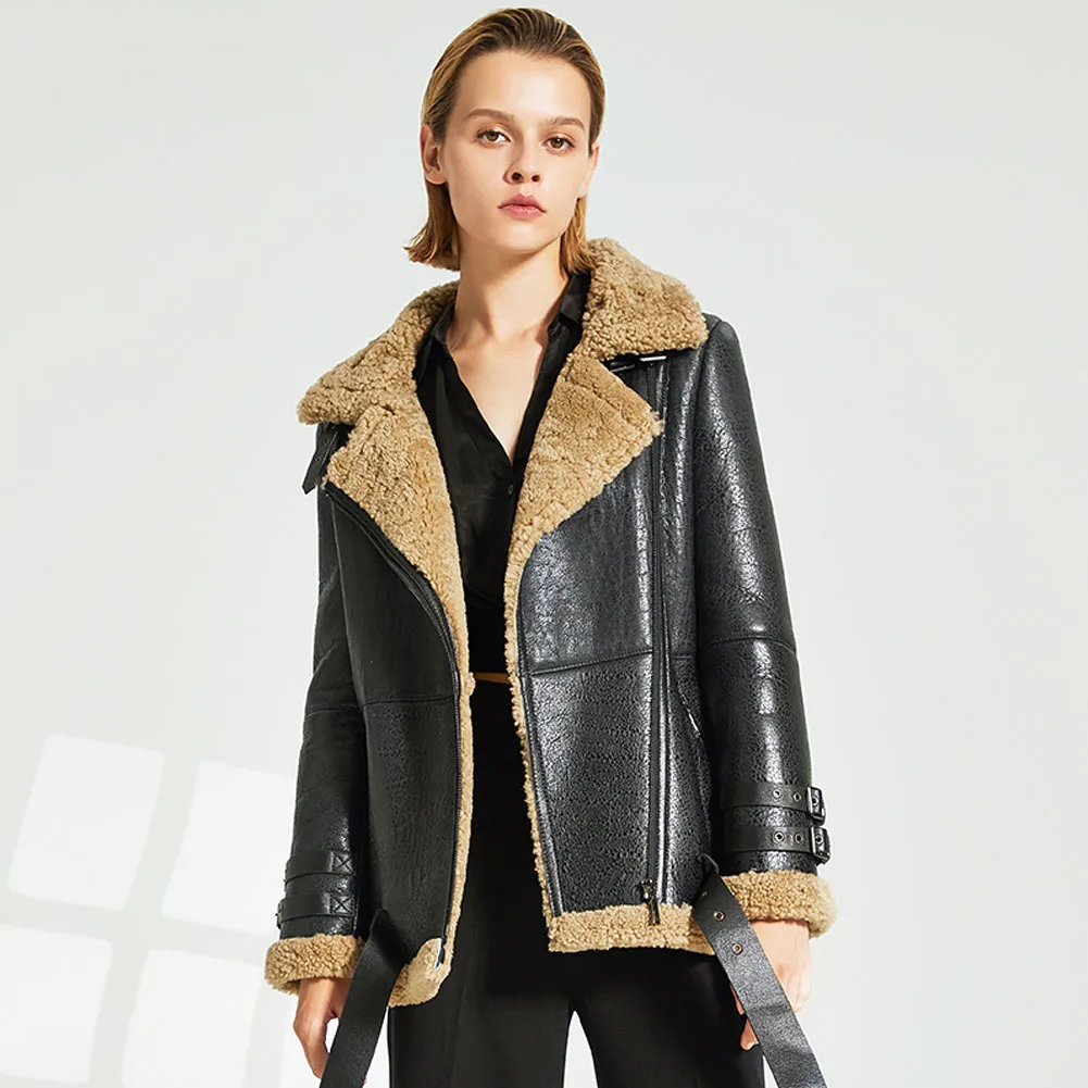 Women's B3 Shearling Jacket Women's Short Motorcycle Jacket Women's Winter Leather Warm Jacket
Women's B3 Shearling Jacket Women's Short Motorcycle Jacket Women's Winter Leather Warm Jacket