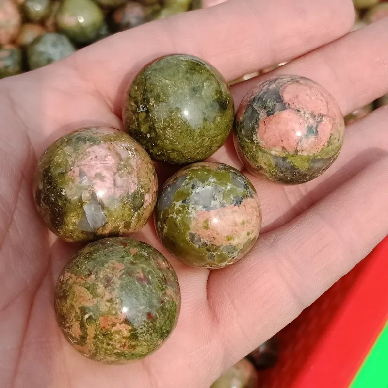 DHXYZB 5 шт 20-25 мм натуральный многоцветный Unakite Epidote камни Сфера кристалл Кварцевый