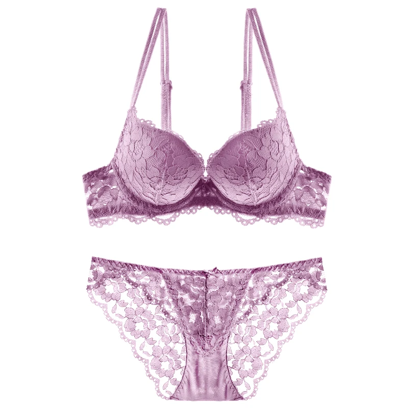 Flowers Lace Bra and Briefs Suits Durable Quality Underwear Factory Directly Sale