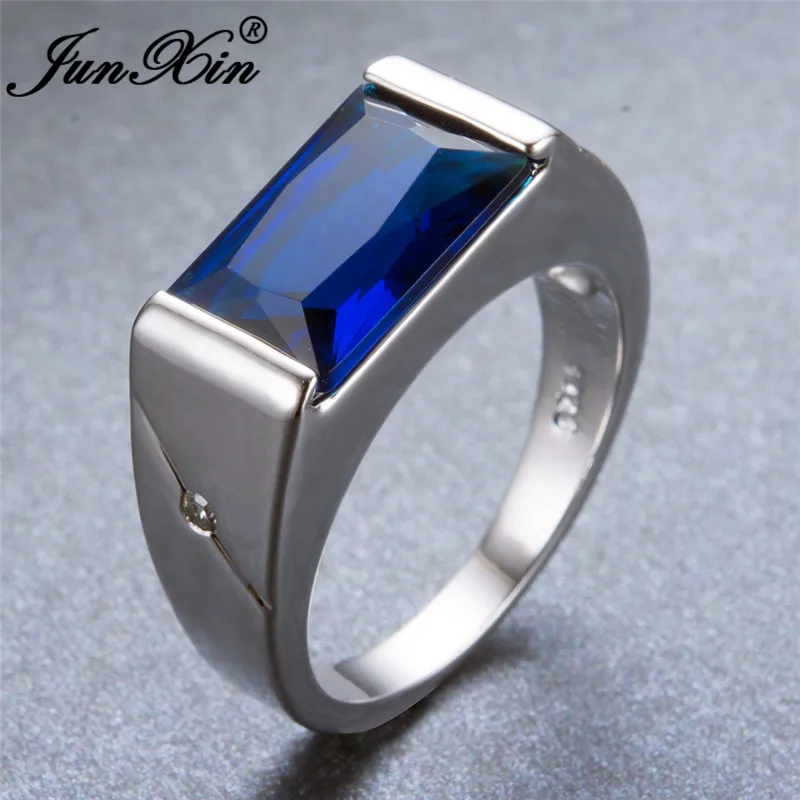 JUNXIN Royal Blue Stone Big Rectangle Rings For Men Women 925 Silver Color White Zircon Male Wedding Bands Engagement Ring Gifts
JUNXIN Royal Blue Stone Big Rectangle Rings For Men Women 925 Silver Color White Zircon Male Wedding Bands Engagement Ring Gifts
