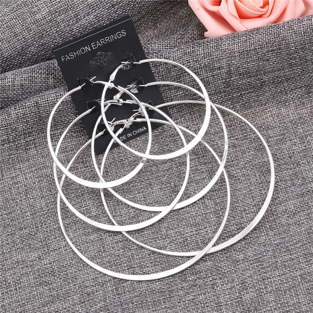 3 Pairs/Set Silver Big Round Circle Hoop Earrings Womens Fashion Jewelry Gift #235549
3 Pairs/Set Silver Big Round Circle Hoop Earrings Womens Fashion Jewelry Gift #235549
