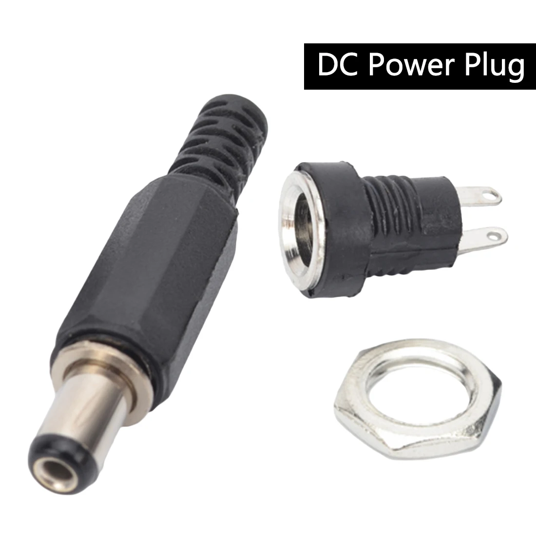 

5pair DC Power Female Plug Jack + Male Plug Jack Socket Adapter Connector 5.5X2.1mm