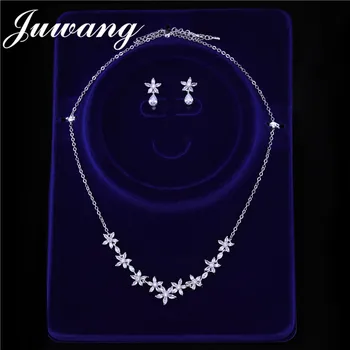 JUWANG Brand Exclusive Sliver Color Flower Jewellery Cubic Zirconia Necklace Earring Party Star Jewelry Set Gift For Women
JUWANG Brand Exclusive Sliver Color Flower Jewellery Cubic Zirconia Necklace Earring Party Star Jewelry Set Gift For Women