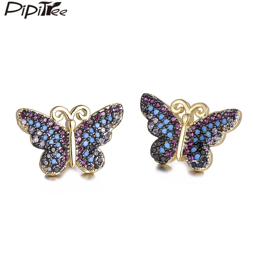 Pipitree Trendy Pink Blue CZ Zircon Austrian Crystal Butterfly Earrings Femme Copper Gold Color Stud Earrings for Women Jewelry
Pipitree Trendy Pink Blue CZ Zircon Austrian Crystal Butterfly Earrings Femme Copper Gold Color Stud Earrings for Women Jewelry
