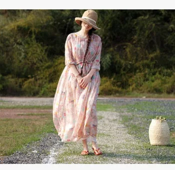 New product launch in the summer of 2018, the original design loose big yards 100% linen lady's dress
New product launch in the summer of 2018, the original design loose big yards 100% linen lady's dress