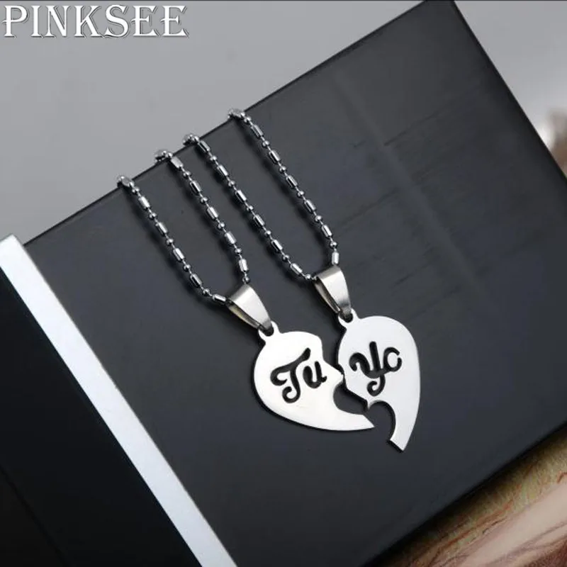 PINKSEE 1Pair Tu Yo Letter Chain Necklace Lovers Couple Stainless Steel Two Half Heart Puzzle Pendant Necklaces Jewelry Gifts
PINKSEE 1Pair Tu Yo Letter Chain Necklace Lovers Couple Stainless Steel Two Half Heart Puzzle Pendant Necklaces Jewelry Gifts