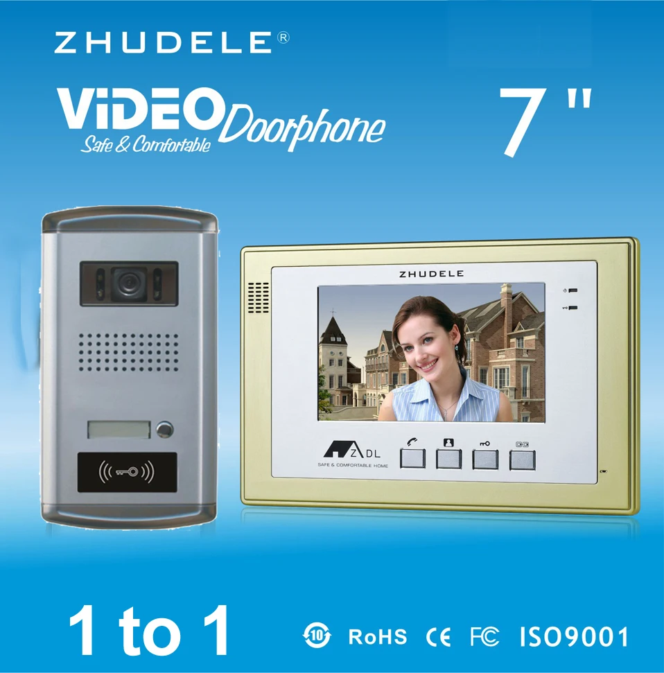 Фото ZHUDELE Высокое качество 7 &quotцветной TFT LCD монитор видео домофон система