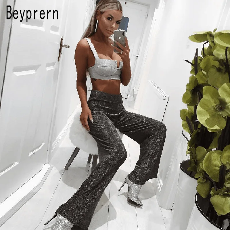 Beyprern Sexy Silver Sequins High Waisted Wide Leg Pants Set Two Piece 2019 Spring Glitter Sequins Tracksuits Party Club Outfits
Beyprern Sexy Silver Sequins High Waisted Wide Leg Pants Set Two Piece 2019 Spring Glitter Sequins Tracksuits Party Club Outfits
