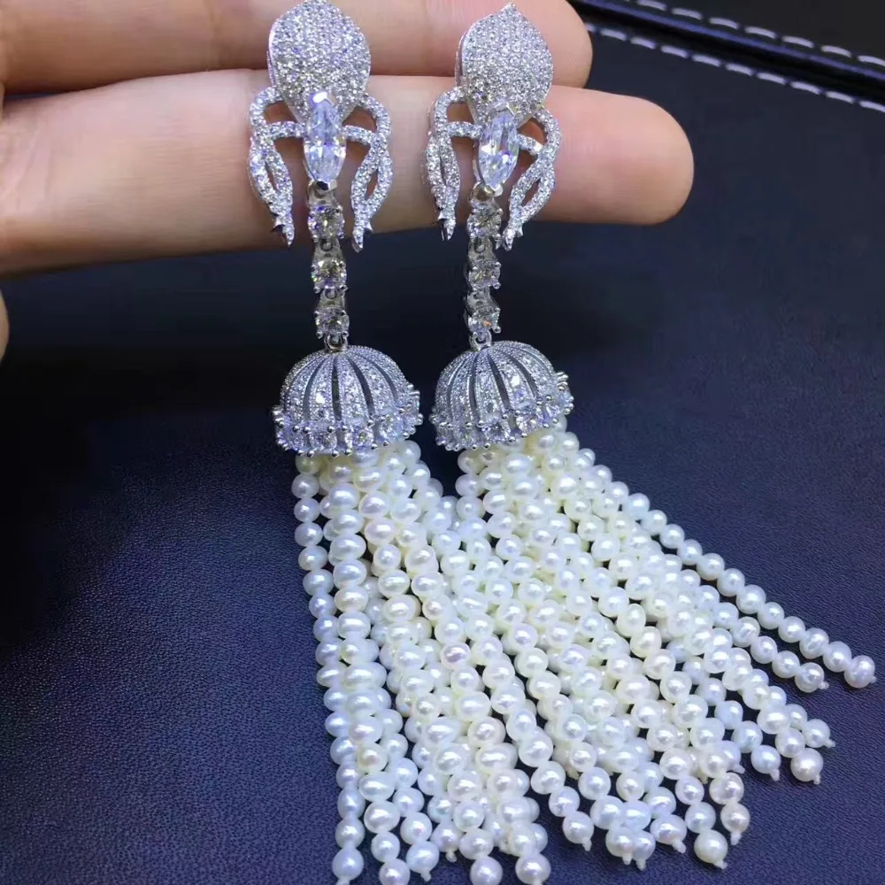 long tassels earring natural fresh water pearl drop earring 925 sterling silver with cubic zircon fine women jewelry multi
long tassels earring natural fresh water pearl drop earring 925 sterling silver with cubic zircon fine women jewelry multi