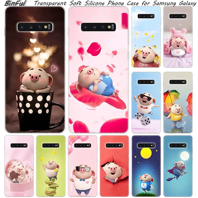 Hot Cute Cartoon Piggy Soft Silicone Case For Samsung Galaxy S10 S9 S8 Plus S7 Edge A6 A8 A7 A9 2018 A5 2017 Fashion Cover | Мобильные