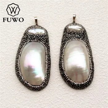 FUWO Natural Shell Pave Rhinestone Pendant High Quality Cabochon Freshwater Pearl Shell Boho Jewelry Wholesale PD1512
FUWO Natural Shell Pave Rhinestone Pendant High Quality Cabochon Freshwater Pearl Shell Boho Jewelry Wholesale PD1512