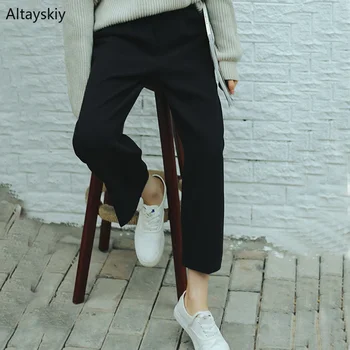 Pants Women Solid Black Trendy Female Korean Style Loose Trousers Students Womens Elastic Waist Summer All-match Simple Elegant
Pants Women Solid Black Trendy Female Korean Style Loose Trousers Students Womens Elastic Waist Summer All-match Simple Elegant