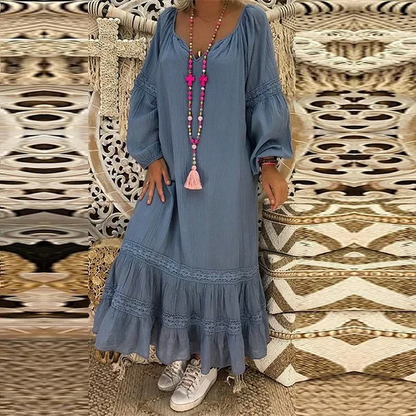 Solid Fashion Woman Dress 2019 Spring Summer Casual O Neck Boho Maxi Dresses Long Sleeve Vestido
Solid Fashion Woman Dress 2019 Spring Summer Casual O Neck Boho Maxi Dresses Long Sleeve Vestido