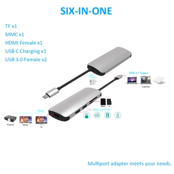 Multi-port Adapter USB-C to USB 3.0 Hub 5Gbps USB 3.1 Type-C to USB3.0+TF+HDMI+Type C Charging Adapter for home travel office
Multi-port Adapter USB-C to USB 3.0 Hub 5Gbps USB 3.1 Type-C to USB3.0+TF+HDMI+Type C Charging Adapter for home travel office