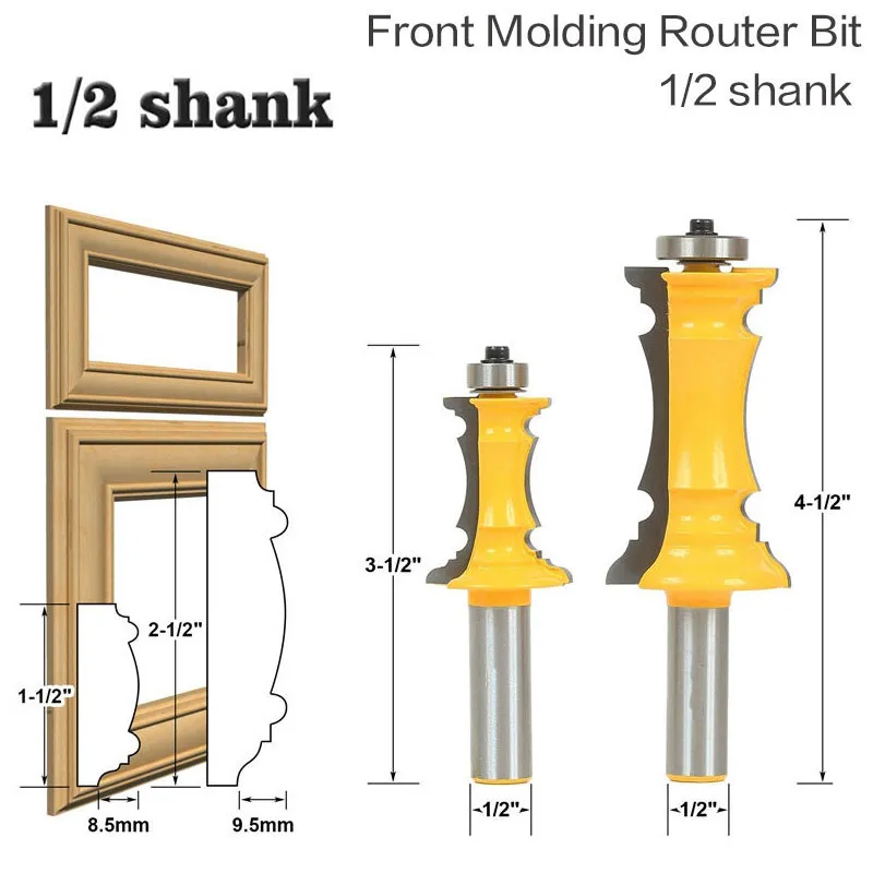 2pcs/set 12.7mm 1/2" Shank Drawer Molding & Mitered Door Edging Wood Router Bit C3 Carbide Wood Milling Cutters Woodworking Tool
2pcs/set 12.7mm 1/2" Shank Drawer Molding & Mitered Door Edging Wood Router Bit C3 Carbide Wood Milling Cutters Woodworking Tool