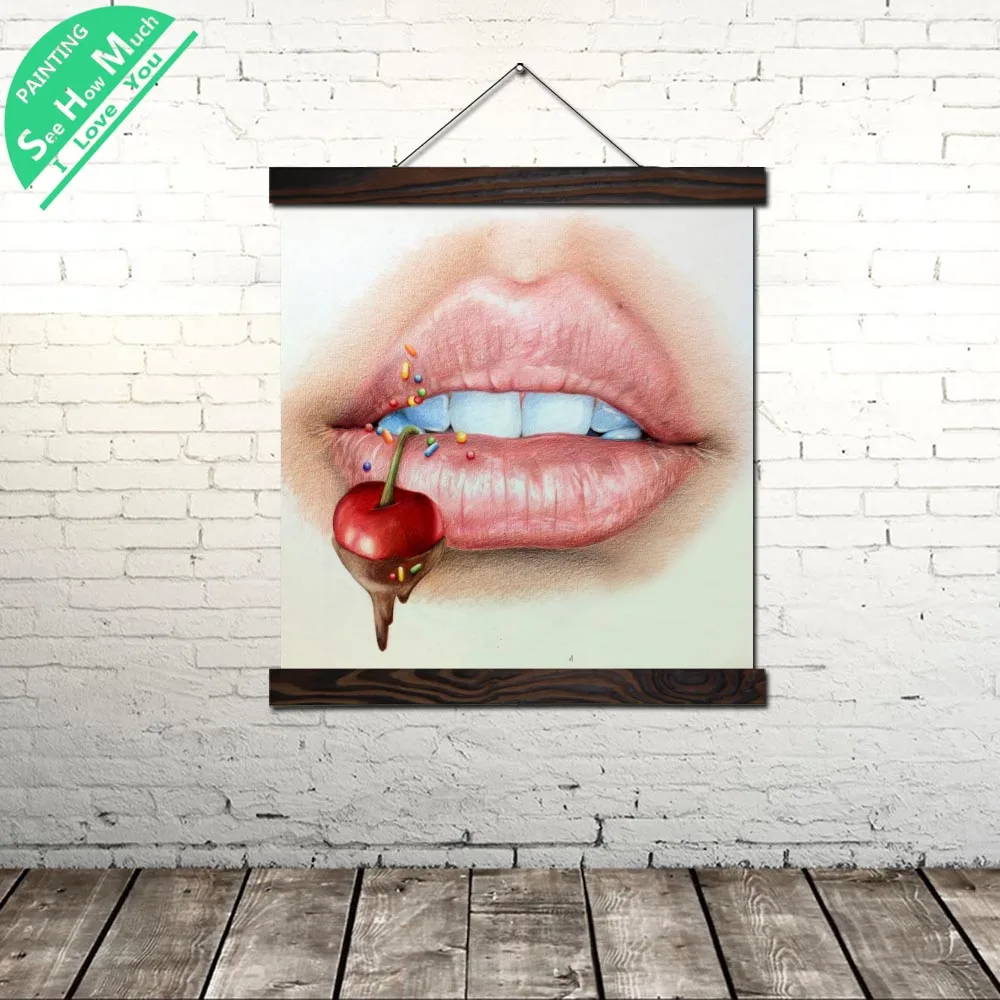 Современная Настенная картина в стиле губы с вишней рисунок поп-арт и постер