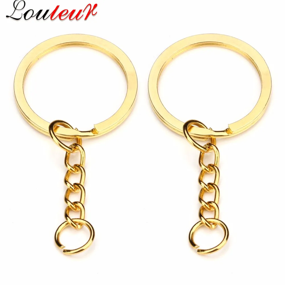 50pcs 28mm Dia Silver Tone Metal Split Ring Key Keychain Keyring