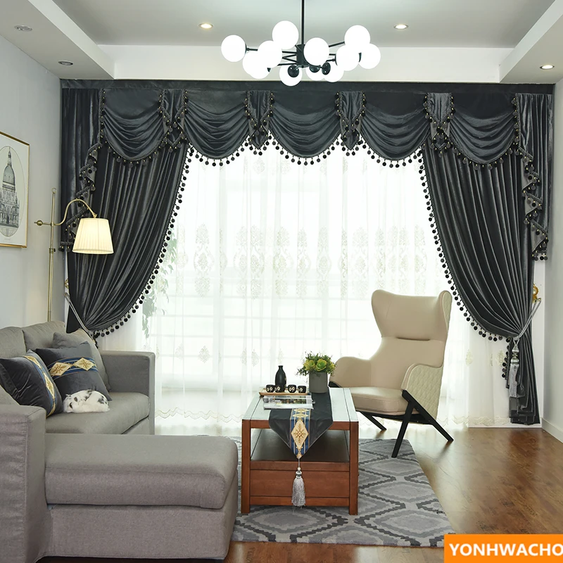 Custom curtains luxury European modern Iron gray thick Italian velvet cloth blackout curtain tulle valance drapes N941
Custom curtains luxury European modern Iron gray thick Italian velvet cloth blackout curtain tulle valance drapes N941