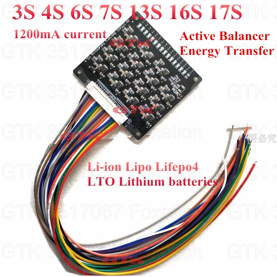 Li-ion Lipo Lifepo4 LTO Lithium Energy Transfer Battery Active module Balancer Board BMS 1.2A Balance 4S 6S 7S 13S 16S 17s 3S
Li-ion Lipo Lifepo4 LTO Lithium Energy Transfer Battery Active module Balancer Board BMS 1.2A Balance 4S 6S 7S 13S 16S 17s 3S