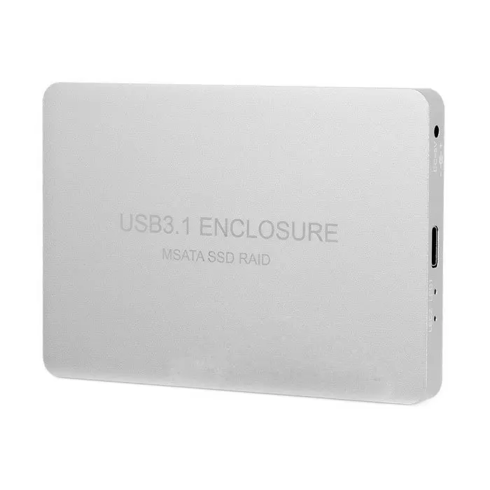 10pcs/lot Cablecc Silver Color USB-C USB 3.1 Type C to Dual 50mm MSATA PCI-E SSD Enclosure with Raid Raid0 Raid1 or PM
10pcs/lot Cablecc Silver Color USB-C USB 3.1 Type C to Dual 50mm MSATA PCI-E SSD Enclosure with Raid Raid0 Raid1 or PM
