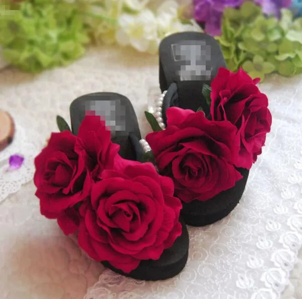 Bohemia Rose flower flip flops 2017 summer women shoes female beading beach slippers platform wedges shoes high heels
Bohemia Rose flower flip flops 2017 summer women shoes female beading beach slippers platform wedges shoes high heels