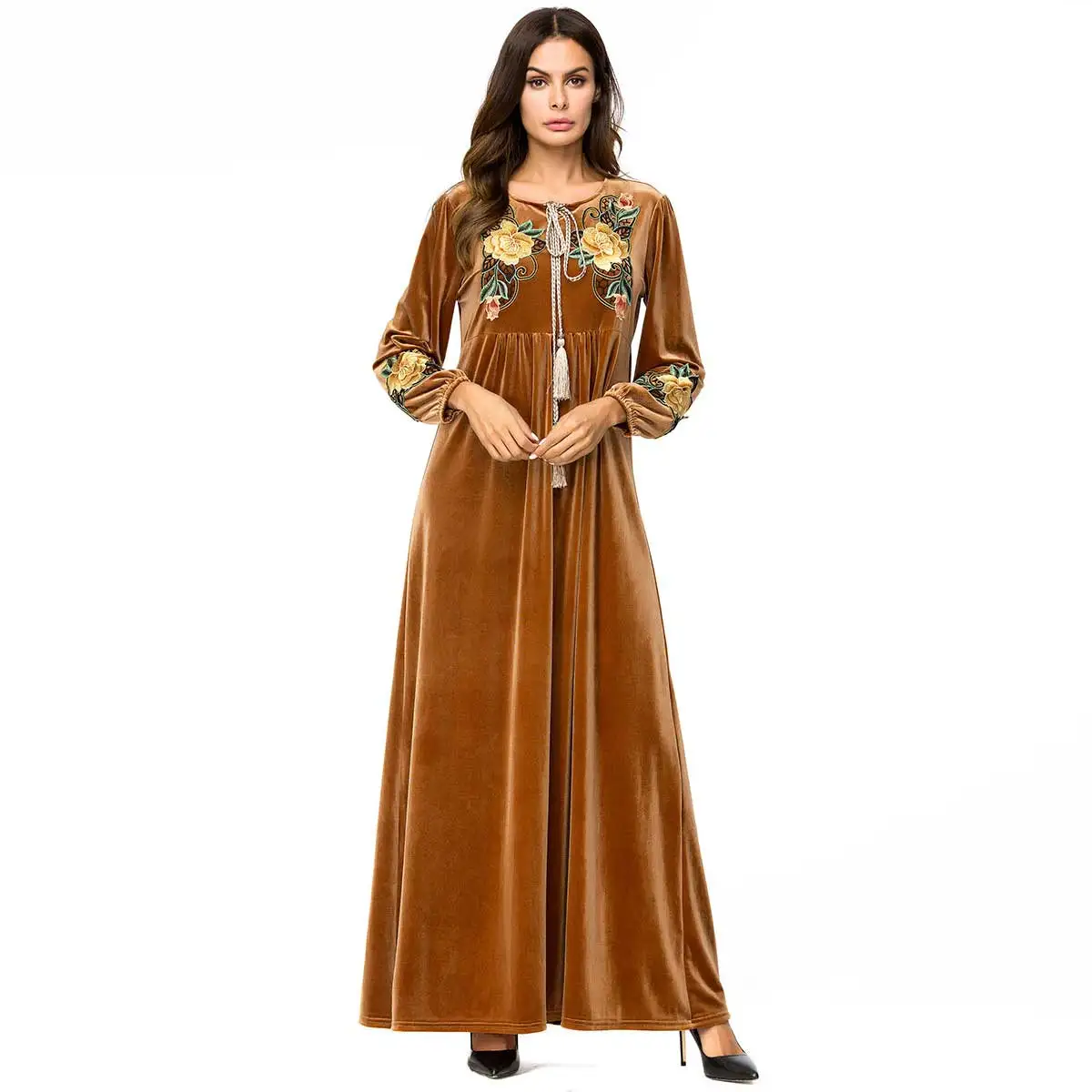 vintage floral embroidery velvet dress bow tie neck autumn winter sleeve casual tassel loose pleated oversized vestidos VKDR1368
vintage floral embroidery velvet dress bow tie neck autumn winter sleeve casual tassel loose pleated oversized vestidos VKDR1368