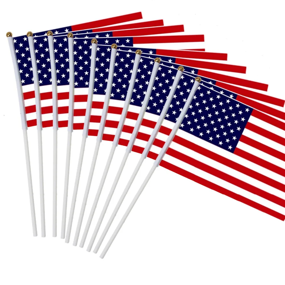 10pcs American Stick Flag USA 14*21 cm Hand Held Mini Flag With White Pole Vivid Color and Fade Resistant Hand Held Stick Flags
10pcs American Stick Flag USA 14*21 cm Hand Held Mini Flag With White Pole Vivid Color and Fade Resistant Hand Held Stick Flags