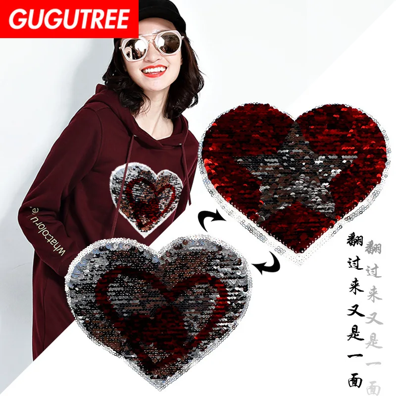 GUGUTREE embroidery Sequins big love heart patches star patches badges applique patches for clothing XC-272
GUGUTREE embroidery Sequins big love heart patches star patches badges applique patches for clothing XC-272