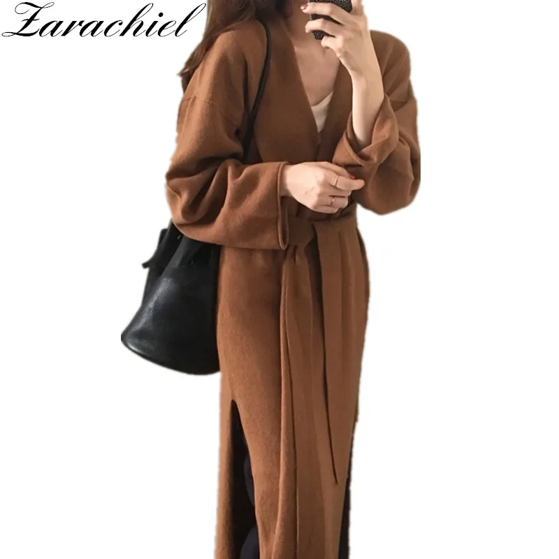 Ladies Loose Cardigan Sweater 2018 Winter Women Solid Knitted Long Cardigan Kimono Split Overcoat Soft Sweater With Belt Outwear
Ladies Loose Cardigan Sweater 2018 Winter Women Solid Knitted Long Cardigan Kimono Split Overcoat Soft Sweater With Belt Outwear