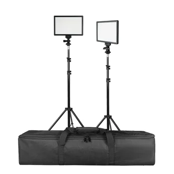 2 Sets LED Video Light Kit with Tripod Dimmable Bi-color 3200K-5600K Studio Photo Lamp Metal Panel + 2m Light Stand + Carry bag
2 Sets LED Video Light Kit with Tripod Dimmable Bi-color 3200K-5600K Studio Photo Lamp Metal Panel + 2m Light Stand + Carry bag
