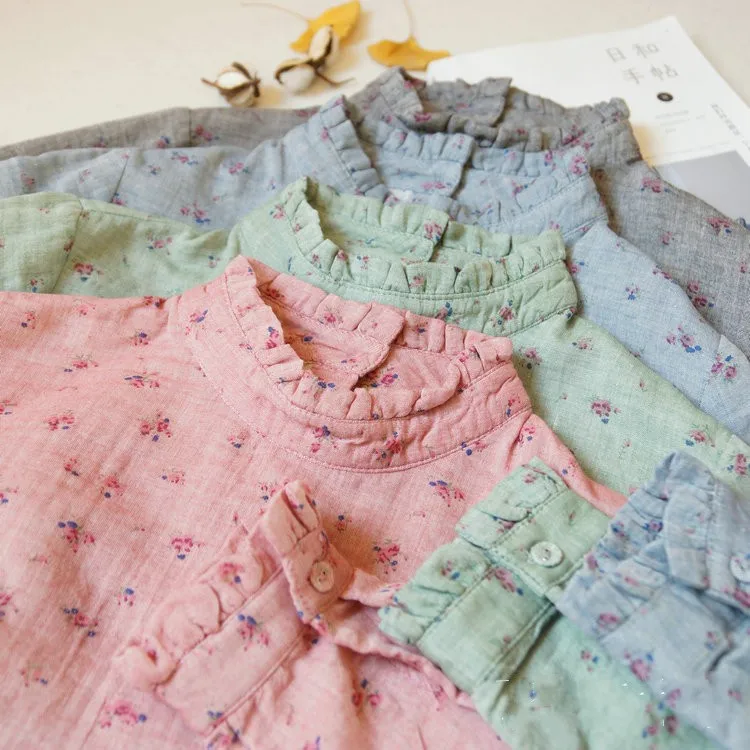 Pastoral small floral flowers print ruffled collar Cotton yarn long sleeve shirt top mori girl
Pastoral small floral flowers print ruffled collar Cotton yarn long sleeve shirt top mori girl