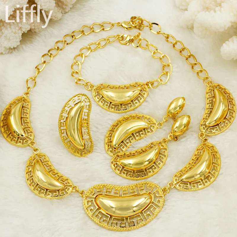 New Year Gifts Fashion African Wedding Jewelry Moon Shape Necklace Earrings Jewelry Turkish Gold Jewelry Charm Female Jewelry
New Year Gifts Fashion African Wedding Jewelry Moon Shape Necklace Earrings Jewelry Turkish Gold Jewelry Charm Female Jewelry