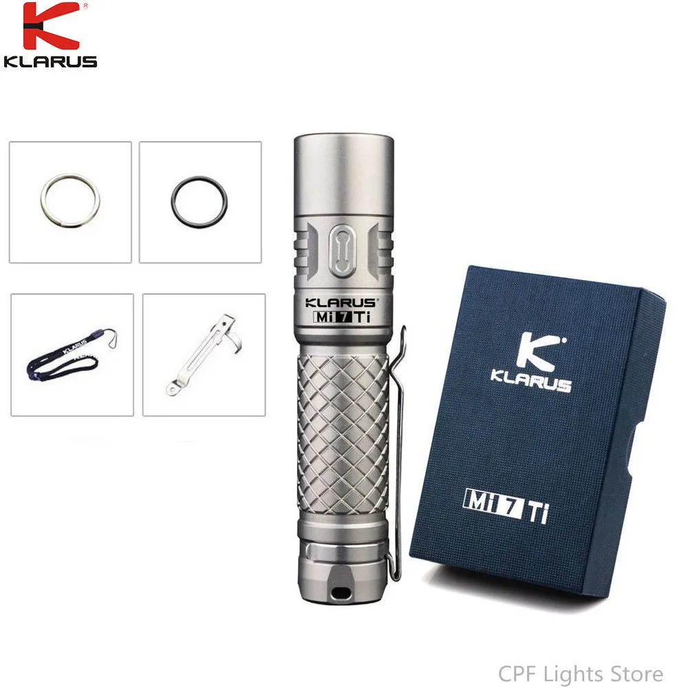 KLARUS Mi7 Ti Titanium AA Flashlight CREE XP-L HI V3 max 700 lumen Titanium Metal small torch for self defense with AA battery
KLARUS Mi7 Ti Titanium AA Flashlight CREE XP-L HI V3 max 700 lumen Titanium Metal small torch for self defense with AA battery