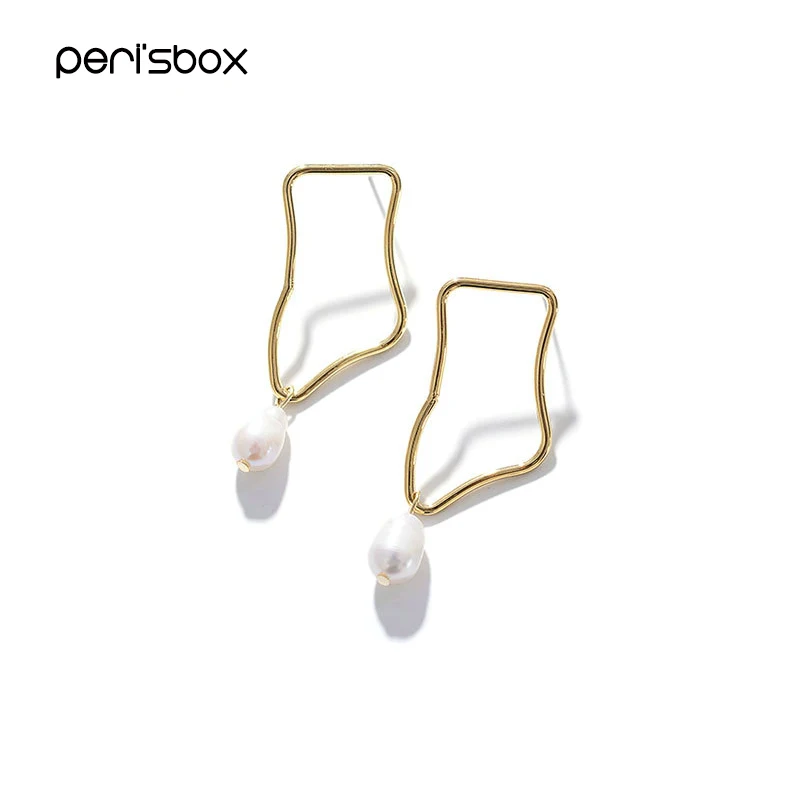 Peri'sBox New Wavy Gold Color Pearl Hoop Earrings for Women Irregular Geometrical Hoops Earring Minimalist Earrings Wholesale
Peri'sBox New Wavy Gold Color Pearl Hoop Earrings for Women Irregular Geometrical Hoops Earring Minimalist Earrings Wholesale