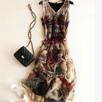 Silk Dress Women Elegant Summer Beach Long Brown Party dresses Women Printed High Quality Clothing Free Shipping HOT Selling
Silk Dress Women Elegant Summer Beach Long Brown Party dresses Women Printed High Quality Clothing Free Shipping HOT Selling