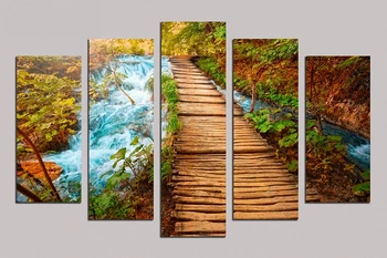 Oil Painting on Canvas 5pcs about "Creek and wooden bridge" Modern style wall pictures cafe bar kids room wall decor RM5-017
Oil Painting on Canvas 5pcs about "Creek and wooden bridge" Modern style wall pictures cafe bar kids room wall decor RM5-017