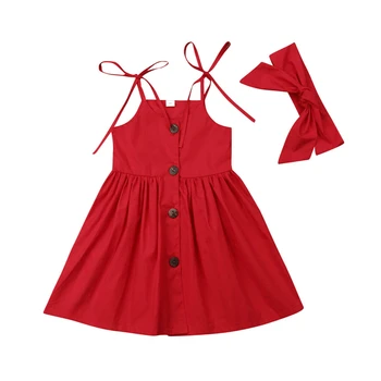Summer Toddler Girls Dress Fashion Princess Strap Dress + Headband Outfits Party Pageant Kids Party Dresses Button Girls Dresses
Summer Toddler Girls Dress Fashion Princess Strap Dress + Headband Outfits Party Pageant Kids Party Dresses Button Girls Dresses