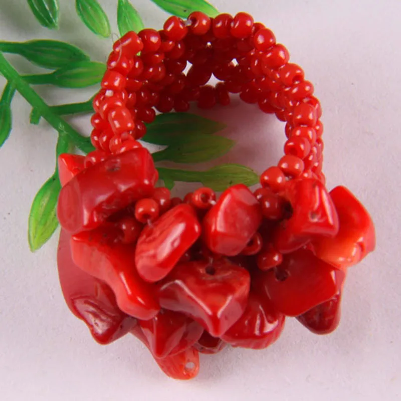 Elastic Red Sea Coral Bead Finger Ring Stretch Size 8-9 Jewelry For Woman Gift X005
Elastic Red Sea Coral Bead Finger Ring Stretch Size 8-9 Jewelry For Woman Gift X005