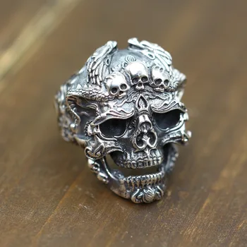 

personality, carving, domineering, men's rings, restoring ancient ways, making old styles of Thai silver skull.