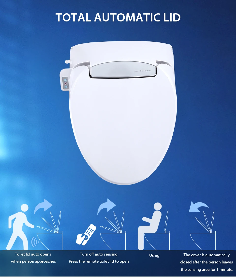 EcoFresh one-piece toilet WC Smart toilet seat auto seat cover flip opening Electronic Bidet intelligent heated toilet cover EcoFresh one-piece toilet WC Smart toilet seat auto seat cover flip opening Electronic Bidet intelligent heated toilet cover