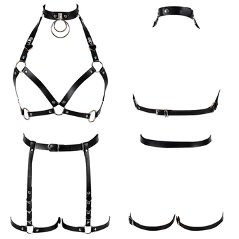 Goth Rave Leather Body Harness Bra Sexy Lingerie Black Garter Belt Set Full Bondage Adjust Tops Punk Dance Festival for Women
Goth Rave Leather Body Harness Bra Sexy Lingerie Black Garter Belt Set Full Bondage Adjust Tops Punk Dance Festival for Women