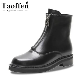 Taoffen Woman 2020 Front Zipper Fashion Round Toe Real Leather Ankle Boots Sexy Motorcycle Boots Flats Shoes Women Size 33-42 
Taoffen Woman 2020 Front Zipper Fashion Round Toe Real Leather Ankle Boots Sexy Motorcycle Boots Flats Shoes Women Size 33-42