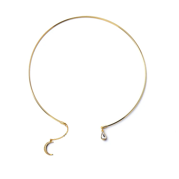 New Women Necklace Rhinestone Moon Water Drop Polished Gold Metal Lady Bib Neck Collar Hoop Circle Torques Open Cuff Necklaces
New Women Necklace Rhinestone Moon Water Drop Polished Gold Metal Lady Bib Neck Collar Hoop Circle Torques Open Cuff Necklaces