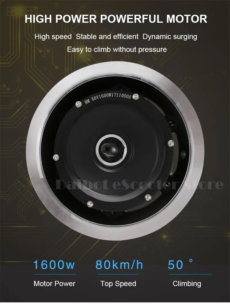 60V 3200W Powerful Electric Scooter 11'' Off Road Waterproof Foldable Adult Electric Scooter Motor Electric Skateboard (11) -