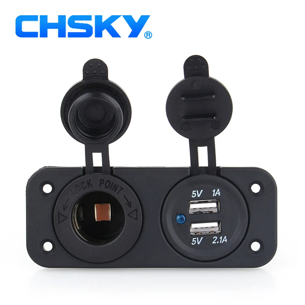 CHSKY 12V/24V Car Cigarette Lighter Power Socket and Dual USB 5V 3.1A Motorcycle Car USB Charger Power Adapter for Mobile Phones
CHSKY 12V/24V Car Cigarette Lighter Power Socket and Dual USB 5V 3.1A Motorcycle Car USB Charger Power Adapter for Mobile Phones