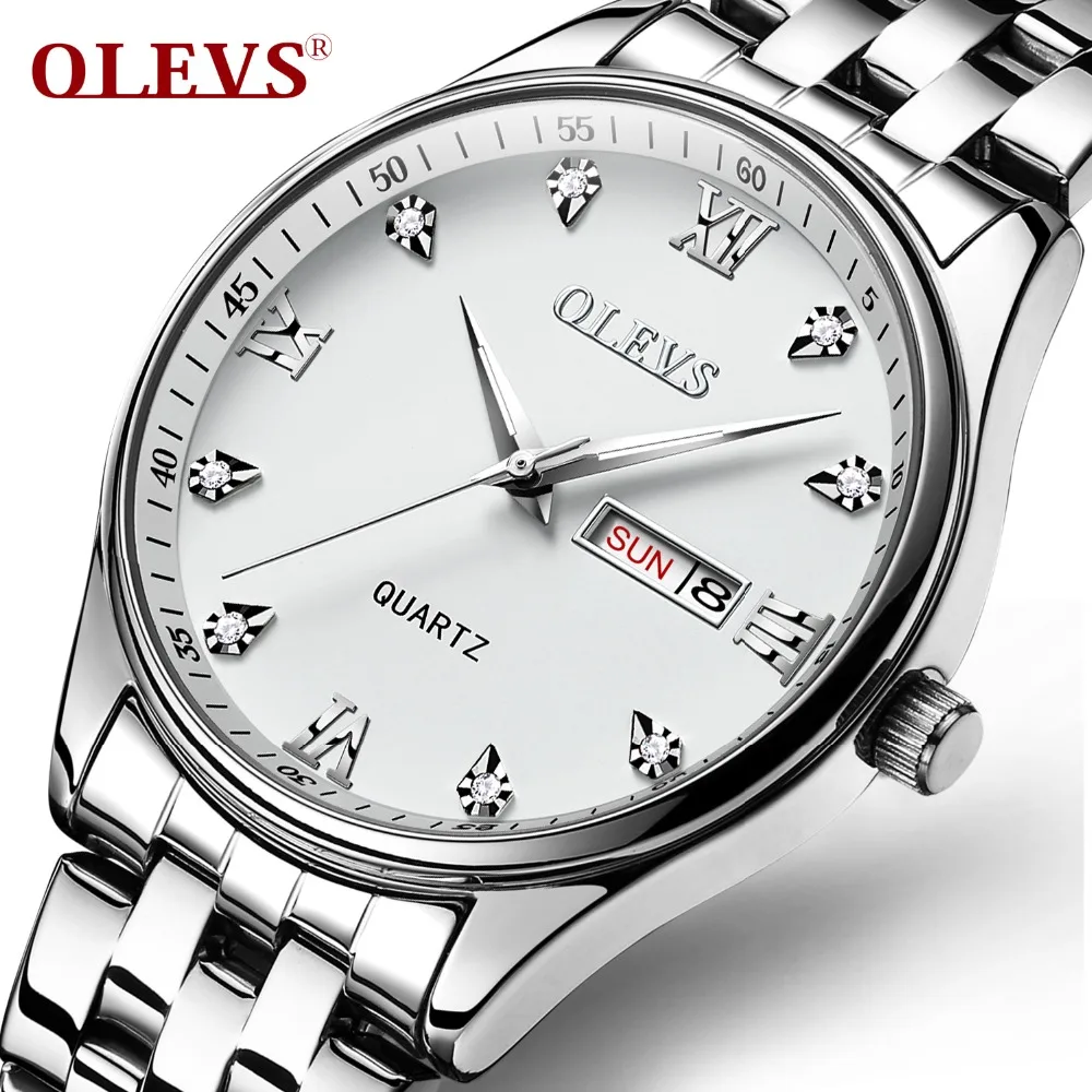 

OLEVS Simple Business Men Watch Date and Week Male Clock Quartz Dial Luminous Hands Calendar Man's Bracelets Wristwatches Gifts